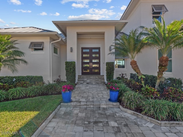 property entrance with french doors