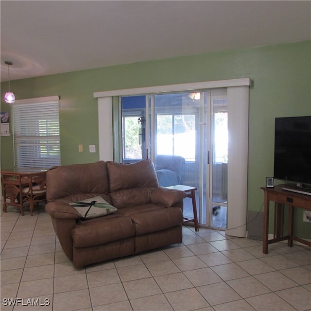 view of tiled living room