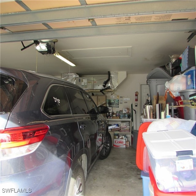 garage with a garage door opener