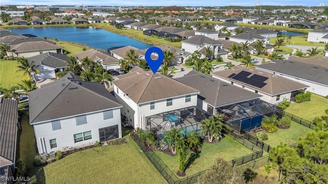 bird's eye view featuring a water view