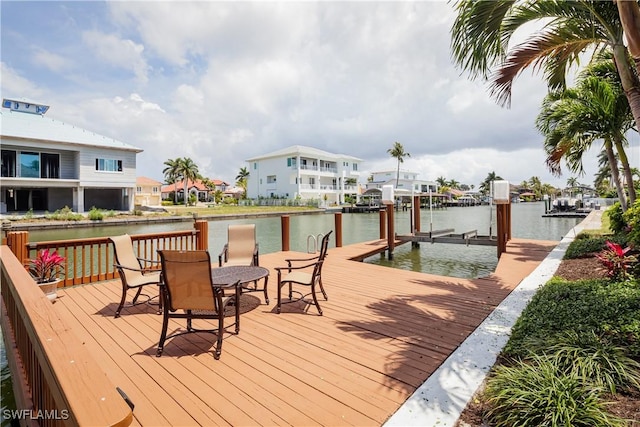 view of dock featuring a water view