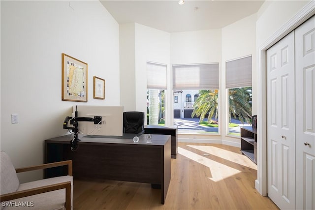 office featuring light hardwood / wood-style floors