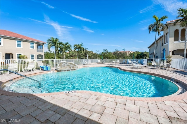 view of pool featuring a patio area