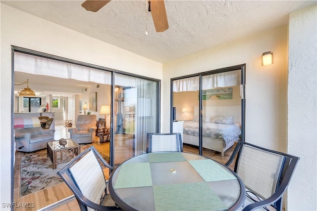 sunroom / solarium with ceiling fan