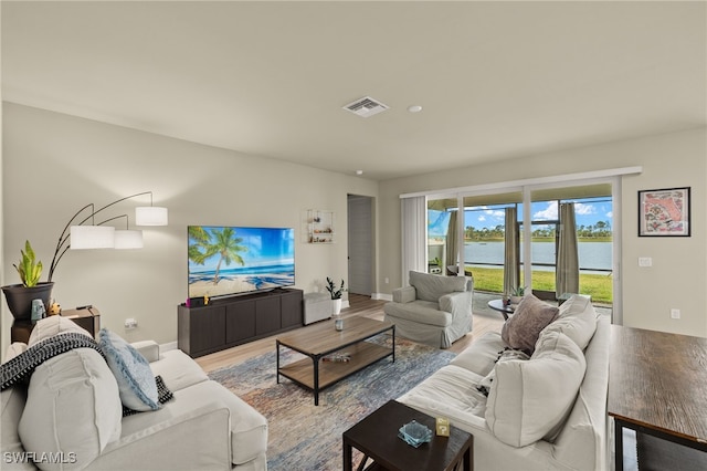 living room featuring hardwood / wood-style flooring