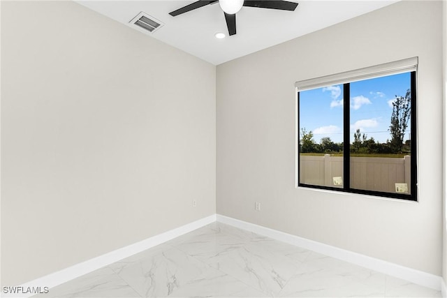 unfurnished room with ceiling fan