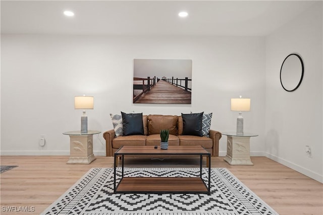 living room with hardwood / wood-style floors