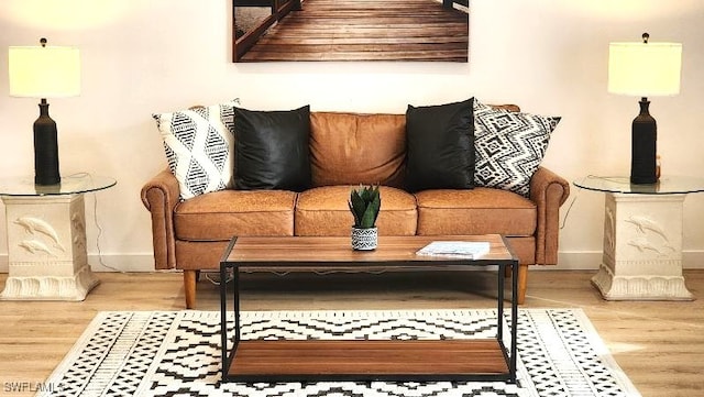 living room with light wood-type flooring