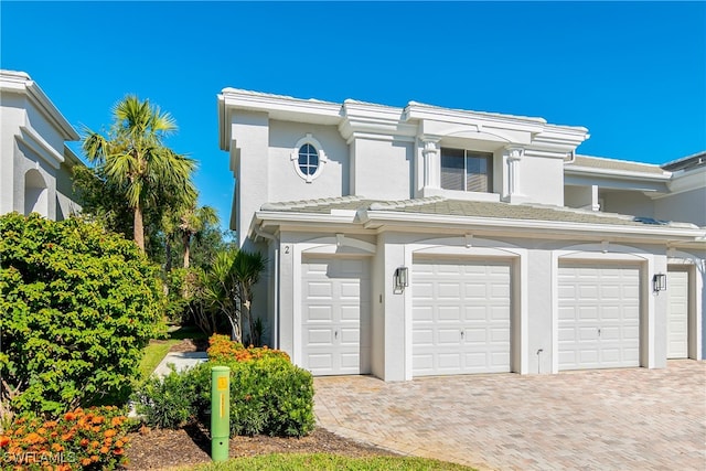 exterior space with a garage