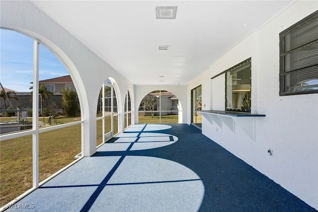 view of unfurnished sunroom