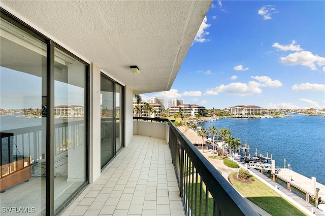 balcony with a water view