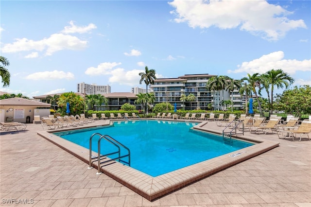 view of pool featuring a patio area