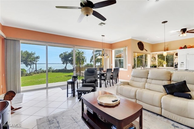 view of tiled living room