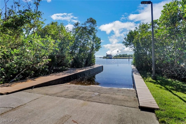 view of dock featuring a water view