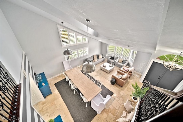 living room with a textured ceiling