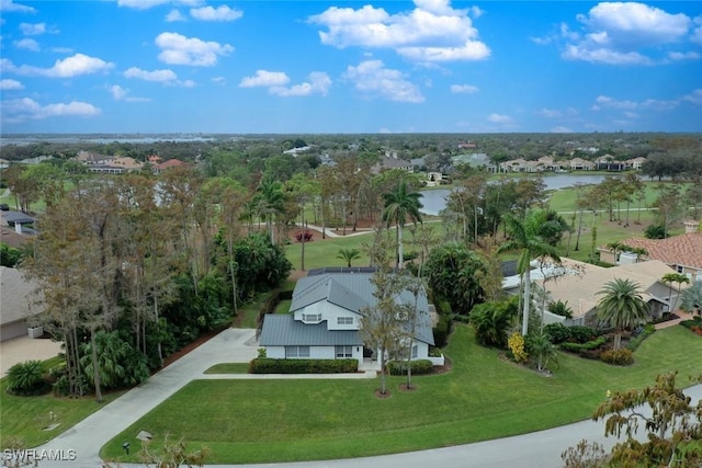 bird's eye view featuring a water view