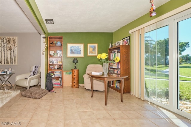 view of tiled home office