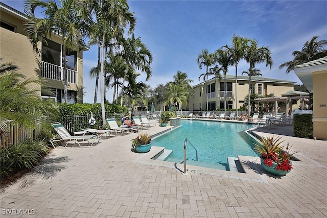 view of pool featuring a patio area