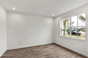 spare room featuring plenty of natural light and wood-type flooring