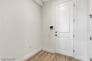 doorway featuring light wood-type flooring