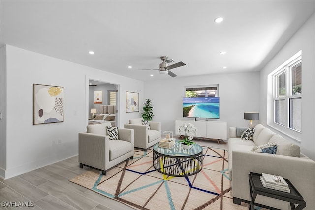 1363 Chesapeake Ave Unit B-2, Naples, FL 34102 - living room featuring recessed lighting and ceiling fan
