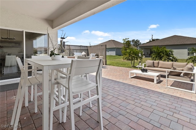 view of patio featuring an outdoor hangout area