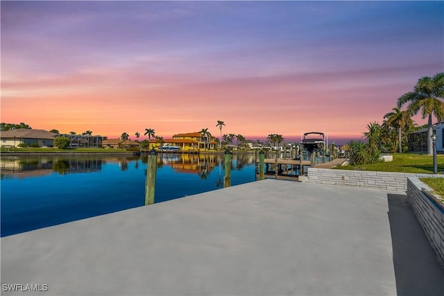 dock area featuring a water view