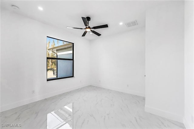 unfurnished room featuring ceiling fan