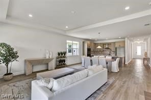 living room with light wood-type flooring