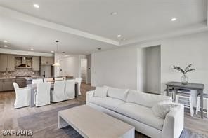 living room with light wood-type flooring