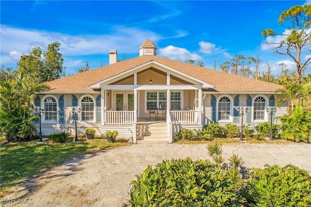 ranch-style home featuring a porch