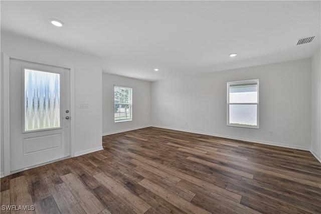 foyer featuring dark wood-type flooring