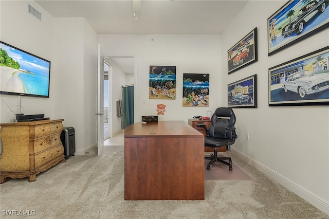 office space featuring light colored carpet