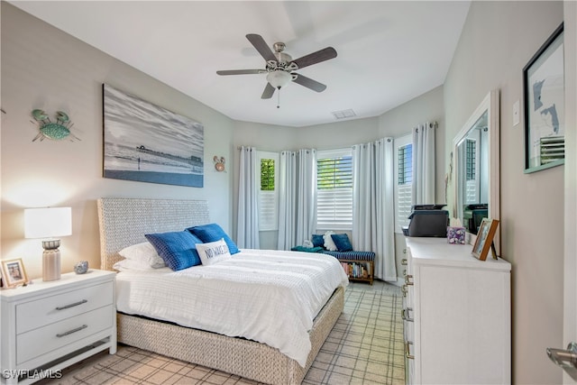 bedroom featuring ceiling fan