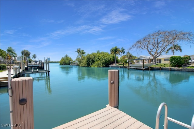 view of dock featuring a water view