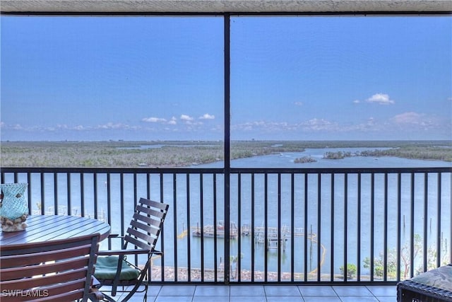 balcony with a water view