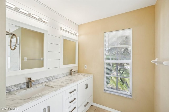 bathroom featuring vanity and tile patterned floors