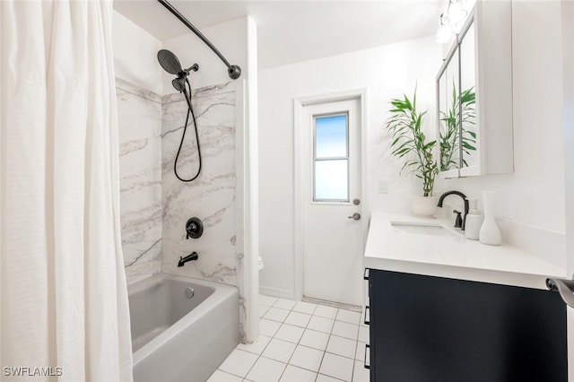 3671 8th Ave SE, Naples, FL 34117 - full bathroom with vanity, shower / tub combo with curtain, and tile patterned flooring