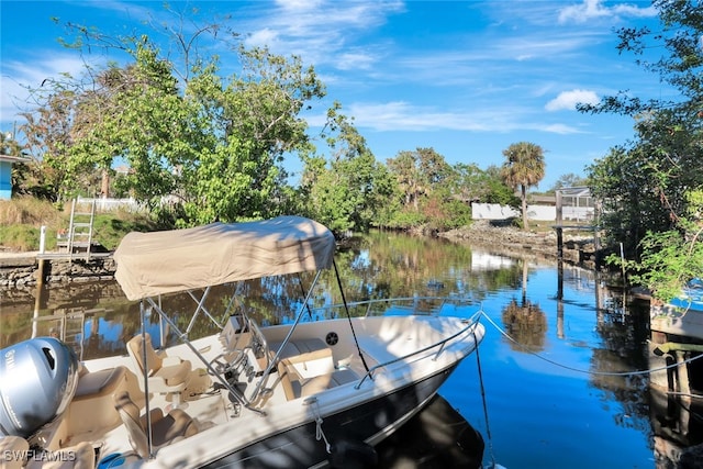 view of dock featuring a water view