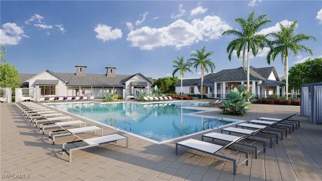 view of pool with a patio area