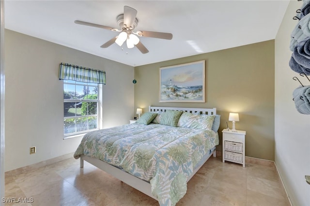 bedroom featuring ceiling fan