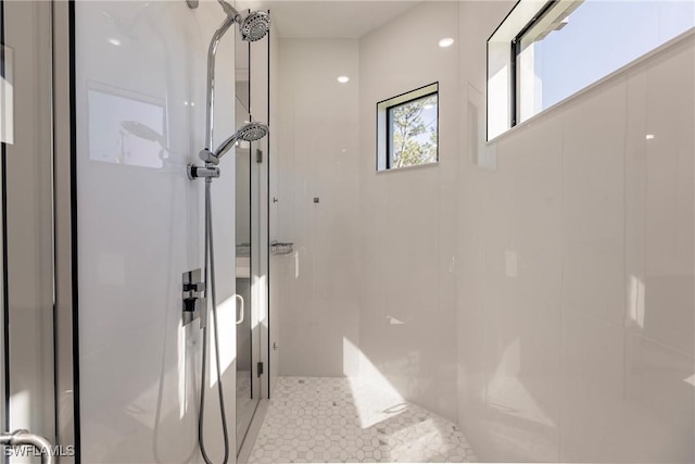 bathroom featuring walk in shower