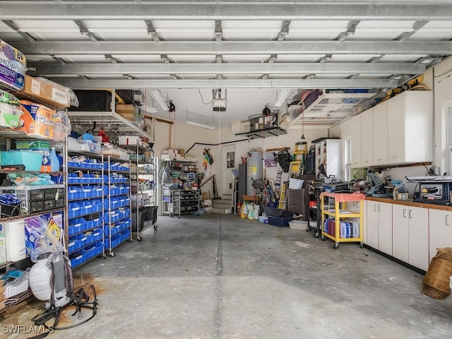 garage with a garage door opener