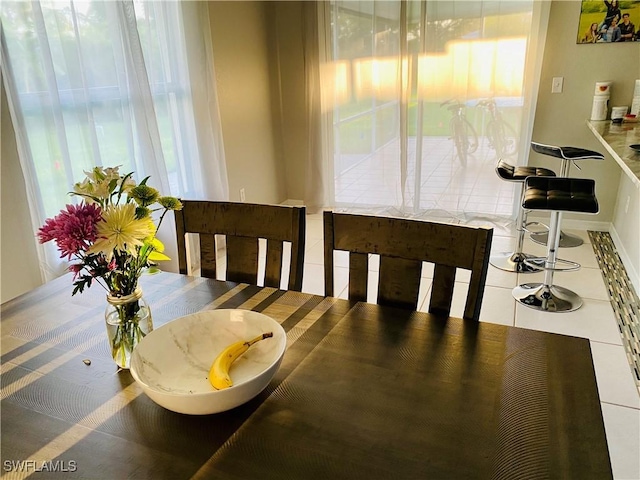 view of tiled dining area