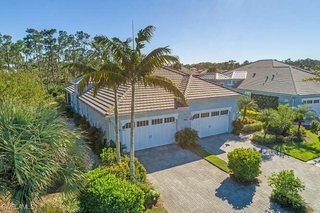 view of front of house with a garage