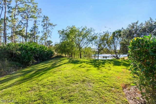 view of yard featuring a water view