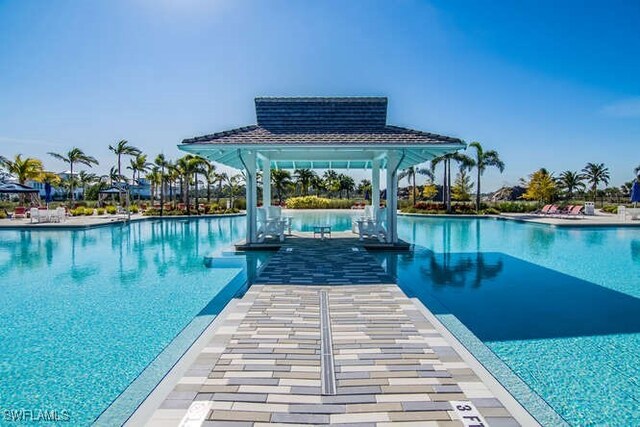 view of pool featuring a gazebo