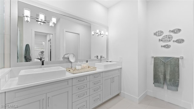 bathroom featuring vanity and tile patterned floors