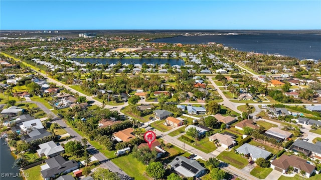 bird's eye view featuring a water view