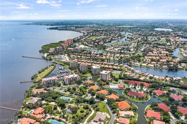 bird's eye view featuring a water view